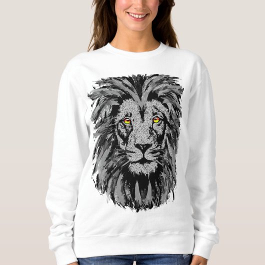 Gray Lion Head - Lion Portrait - Lion Sweatshirt (Vorderseite)