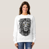 Gray Lion Head - Lion Portrait - Lion Sweatshirt (Vorne ganz)
