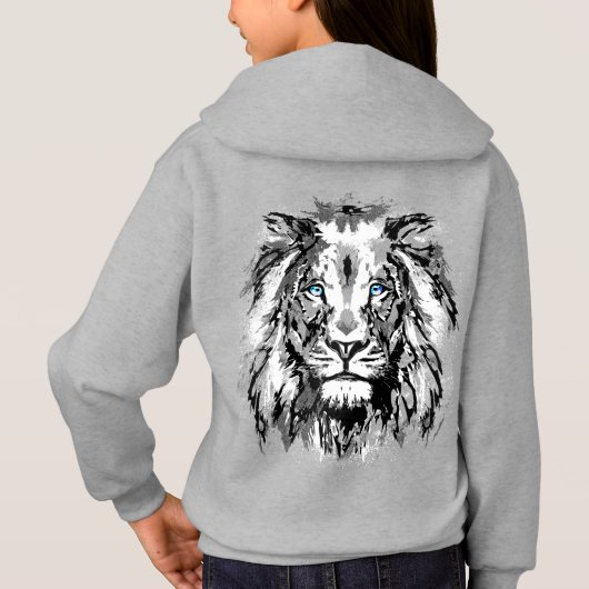 Gray Lion Portrait Zeichnend - Lion Hoodies (Rückseite)