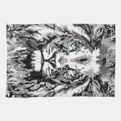 Gray Lion Portrait Zeichnend - Löwenküche Geschirrtuch (Horizontal)