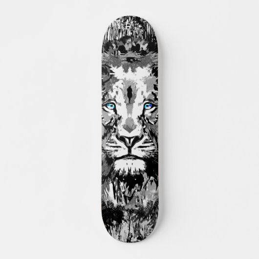 Gray Lion Portrait Zeichnend - Löwenskateboard Skateboard (Vorne)