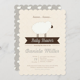 Gray Little Lamb Gender Neutral Baby Dusche Einladung