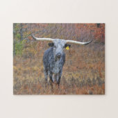 Gray Longhorn Gepunktet Cow Puzzle (Horizontal)