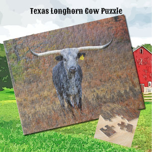 Gray Longhorn Gepunktet Cow Puzzle