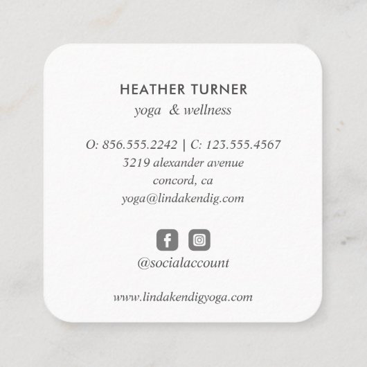 Gray Lotus wellness Wellness-Center Massage Yoga Quadratische Visitenkarte (Rückseite)