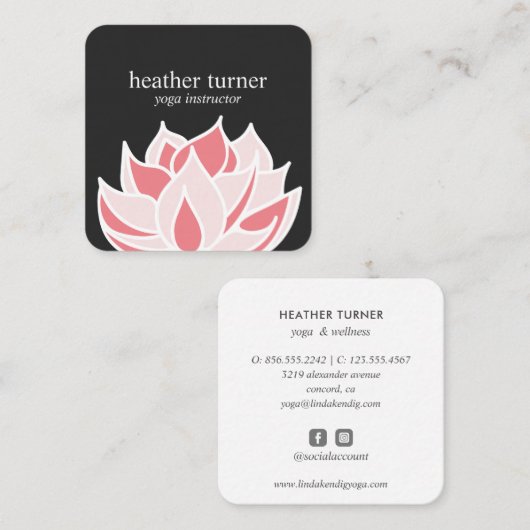 Gray Lotus wellness Wellness-Center Massage Yoga Quadratische Visitenkarte (Vorne/Hinten)