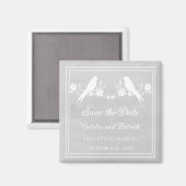 Gray Lovebird Floral Speichern Sie das Date Magnet (Vorderseite/Rückseite)