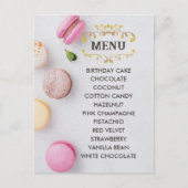 Gray Macarons Elegantes Flavours Menü Postkarte (Vorderseite)