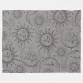 Gray Magic Vintag Celestial Sun Moon Stars Fleecedecke (Vorderseite (Horizontal))