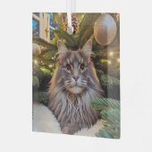 Gray Maine Coon Glass Ornament (Vorderseite links)