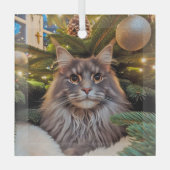 Gray Maine Coon Glass Ornament (Vorderseite)