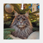 Gray Maine Coon Glass Ornament (Rückseite)