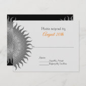 Gray Mandala auf Black Wedding RSVP Einladung (Vorne/Hinten)