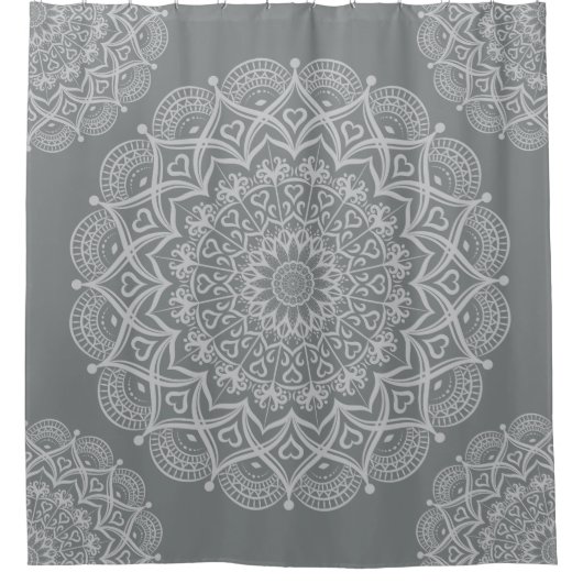 Gray Mandala Duschvorhang (Vorderseite)