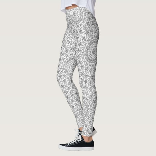 Gray Mandala Geometric Pattern Leggings (Links)