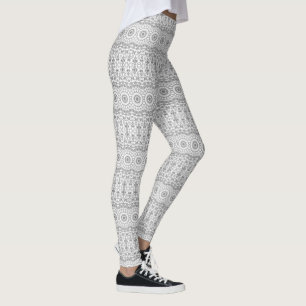 Gray Mandala Geometric Pattern Leggings