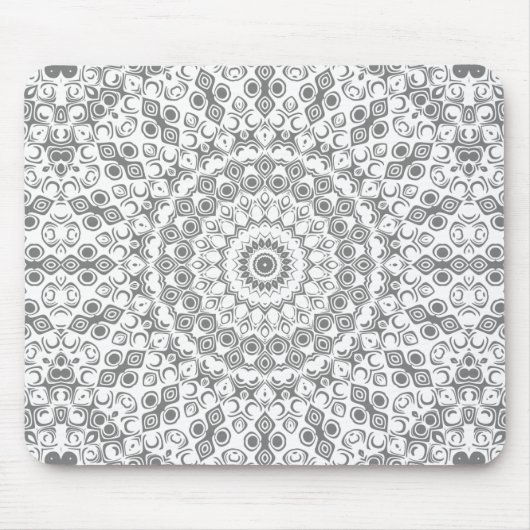 Gray Mandala Geometric Pattern Mousepad (Vorne)