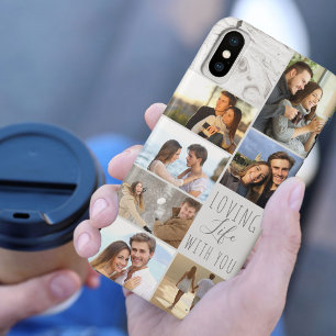 Gray Marble 7 Foto Collage - Love Life with you Case-Mate iPhone Hülle