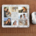 Gray Marble 7 Foto Collage - Love Life with you Mousepad<br><div class="desc">Modernes Foto Collage Mauspad, das Sie mit 7 Ihrer Lieblings-Fotos personalisieren können. Die Vorlage ist für Sie bereit, um Ihre Fotos hinzuzufügen, und arbeitet im Uhrzeigersinn von oben verlassen. Ihre Fotos sind Set gegen einen stilvollen, grauen und weißen Marmor. Die Formulierung lautet "liebevolles Leben mit dir" in eleganter Schrift und...</div>