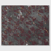 Gray Marble Bloral Grungy Shabby Burgundy Geschenkpapier (Flach)