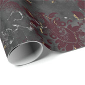 Gray Marble Bloral Grungy Shabby Burgundy Geschenkpapier (Rolleneckpunkt)