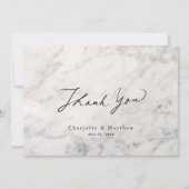 Gray Marble Caligraphy Wedding Dankeskarte (Vorderseite)
