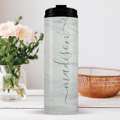 Gray Marble Chic Stilvolle Beschriftung Thermosbecher