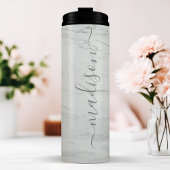 Gray Marble Chic Stilvolle Beschriftung Thermosbecher