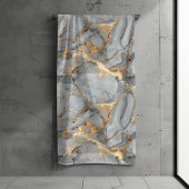 Gray Marble Gold Foil Look Badhandtuch Set