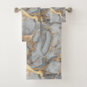 Gray Marble Gold Foil Look Badhandtuch Set (Insitu)