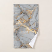 Gray Marble Gold Foil Look Badhandtuch Set (Handtuch)