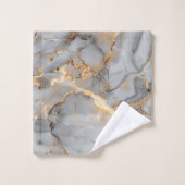 Gray Marble Gold Foil Look Badhandtuch Set (Waschlappen)