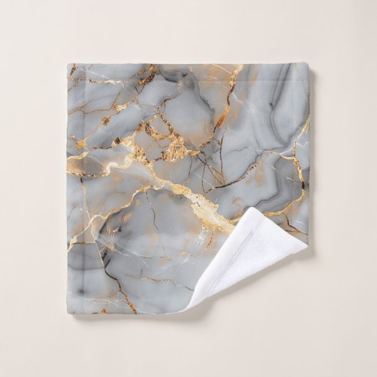 Gray Marble Gold Foil Look Badhandtuch Set (Waschlappen)