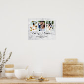 Gray Marble Immer & Forever Wedding Foto Collage Poster (Küche)