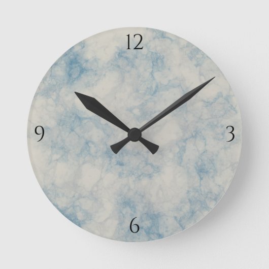 Gray Marble mit Blau Runde Wanduhr (Vorderseite)