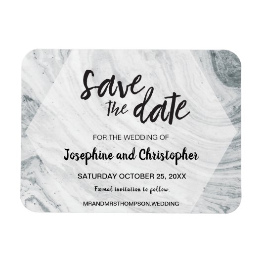 Gray Marble Modern Wedding Save the Date Magnet (Horizontal)