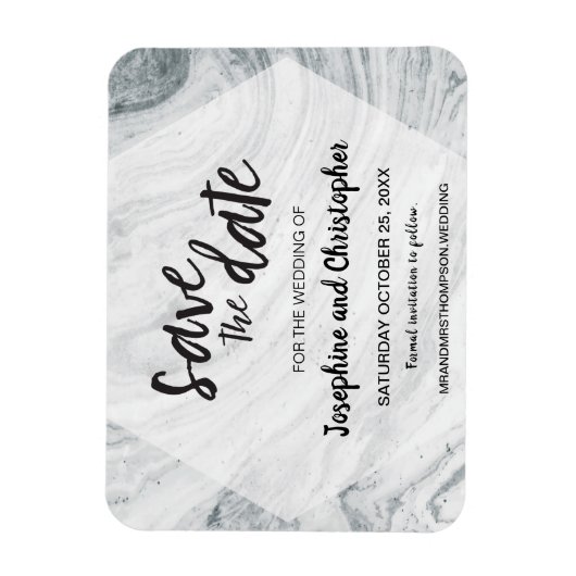Gray Marble Modern Wedding Save the Date Magnet (Vertikal)