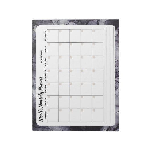 Gray Marble Monthly Calendar Notepad Notizblock (Rotiert)