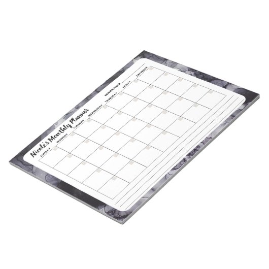 Gray Marble Monthly Calendar Notepad Notizblock (angewinkelt)