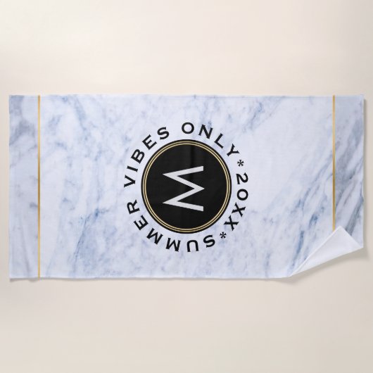Gray Marble Print Summer Vibes only Text Strandtuch (Vorderseite)