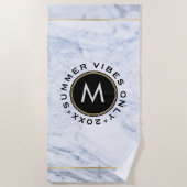 Gray Marble Print Summer Vibes only Text Strandtuch (Vorderseite)