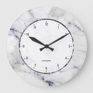 Gray Marble Print With Gray Crackles Large Clock Große Wanduhr