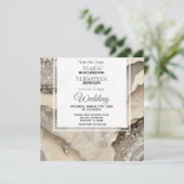 *~*Gray Marble SILVER AGATE UAWG QR AR66 Wedding Einladung (Stehend Vorderseite)