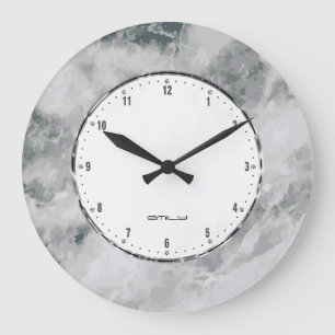 Gray Marble Stone Print Große Wanduhr