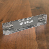 Gray Marble Stone Texture Namplate Namensplakette (Seite)