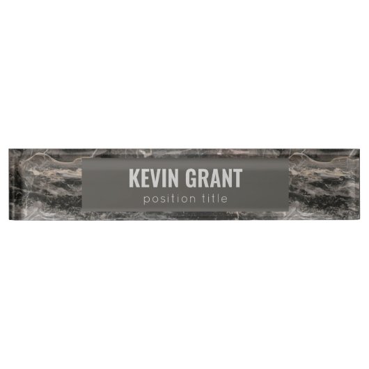 Gray Marble Stone Texture Namplate Namensplakette (Vorderseite)