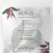 Gray Marble Tropical Pink Princess Philodendron Dreifach Gefaltete Einladung (Innen Erste Seite)