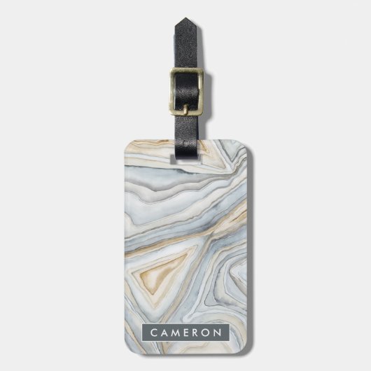 Gray Marbled Abstract Design Gepäckanhänger (Vorderseite vertikal)