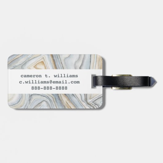 Gray Marbled Abstract Design Gepäckanhänger (Rückseite horizontal)