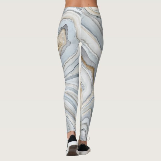 Gray Marbled Abstract Design Leggings (Rückseite)
